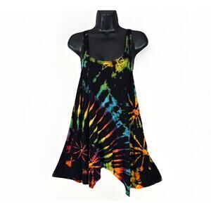 Kathmandu Imports Rainbow Tie Dye Handkerchief Racer Tank Top S/M Festival Boho